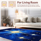 Ultra Soft Area Rug, Non Slip, Stain Resistant, Washable Area Rugs for Living Room, Bedroom, Vibrant Cosmic Abstract Aesthetic(Blue)