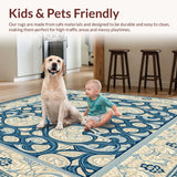 Braided Cottage Classic Swirl Design Blue Beige Rustic Accent(Beige)