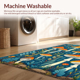 Trendy Retro Mushroom Illustration(Blue)