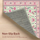 Ultra Soft Area Rug, Non Slip, Stain Resistant, Washable Area Rugs for Living Room, Bedroom, Stylish Geometric Pink Accents(Ivory)