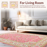 Ultra Soft Area Rug, Non Slip, Stain Resistant, Washable Area Rugs for Living Room, Bedroom, Modern Subtle Geometric Composition(Pink)
