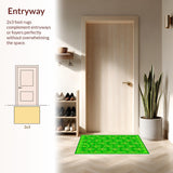 Ultra Soft Area Rug, Non Slip, Stain Resistant, Washable Area Rugs for Living Room, Bedroom, Rustic Textured Lucky Leaf Design(Green)