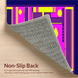 Ultra Soft Area Rug, Non Slip, Stain Resistant, Washable Area Rugs for Living Room, Bedroom, Artful 80s Inspired Dynamic Shapes(Purple)