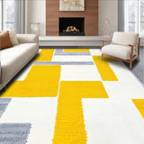 Ultra Soft Area Rug, Non Slip, Stain Resistant, Washable Area Rugs for Living Room, Bedroom, Vibrant Cheerful Circular Pattern(Yellow)