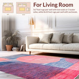 Ultra Soft Area Rug, Non Slip, Stain Resistant, Washable Area Rugs for Living Room, Bedroom, Dynamic Modern Boho Colorful Pattern(Pink)