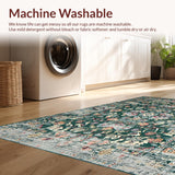 Ultra Soft Area Rug, Non Slip, Stain Resistant, Washable Area Rugs for Living Room, Bedroom, Rustic Oriental Green Tiled Motif(Green)