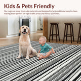 Ultra Soft Area Rug, Non Slip, Stain Resistant, Washable Area Rugs for Living Room, Bedroom, Modern Dash Runner: Monochrome Striped Indoor/Outdoor Carpet(Black)