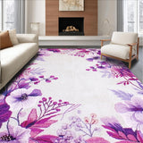 Ultra Soft Area Rug, Non Slip, Stain Resistant, Washable Area Rugs for Living Room, Bedroom, Contemporary Floral Print Delight(Purple)