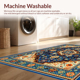 Ultra Soft Area Rug, Non Slip, Stain Resistant, Washable Area Rugs for Living Room, Bedroom, Rustic Vibrant Patterned Tapestry(Blue)