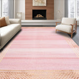 Ultra Soft Area Rug, Non Slip, Stain Resistant, Washable Area Rugs for Living Room, Bedroom, Striking Soft Velvet Symmetrical Style(Pink)