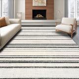 Ultra Soft Area Rug, Non Slip, Stain Resistant, Washable Area Rugs for Living Room, Bedroom, Graphic Horizontal Stripes, Artistic Flat Weave Print(Black)