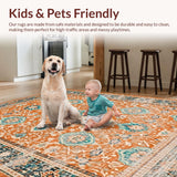 Ultra Soft Area Rug, Non Slip, Stain Resistant, Washable Area Rugs for Living Room, Bedroom, Rustic Retro Patterned Delight(Orange)