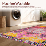 Ultra Soft Area Rug, Non Slip, Stain Resistant, Washable Area Rugs for Living Room, Bedroom, Rustic Textured Vintage Aesthetic(Pink)