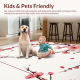 Ultra Soft Area Rug, Non Slip, Stain Resistant, Washable Area Rugs for Living Room, Bedroom, Transitional Abstract Floral Statement(Pink)