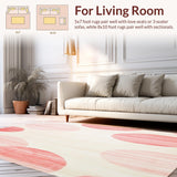 Ultra Soft Area Rug, Non Slip, Stain Resistant, Washable Area Rugs for Living Room, Bedroom, Cream & Pink Area Contemporary(Red)