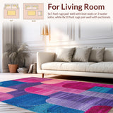 Ultra Soft Area Rug, Non Slip, Stain Resistant, Washable Area Rugs for Living Room, Bedroom, Colorful Abstract Artful Motif(Pink)