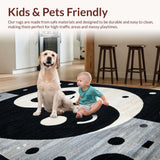 Ultra Soft Area Rug, Non Slip, Stain Resistant, Washable Area Rugs for Living Room, Bedroom, Psychedelic Monochrome Abstract Waves(Black)