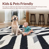 Ultra Soft Area Rug, Non Slip, Stain Resistant, Washable Area Rugs for Living Room, Bedroom, Chic Striped Rug for Front Door and Patio(Black)