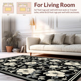 Ultra Soft Area Rug, Non Slip, Stain Resistant, Washable Area Rugs for Living Room, Bedroom, Elegant Earth Tone Aesthetic(Black)