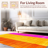 Ultra Soft Area Rug, Non Slip, Stain Resistant, Washable Area Rugs for Living Room, Bedroom, Cute Colorful Shaggy Wave Motif(Orange)