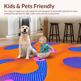 Ultra Soft Area Rug, Non Slip, Stain Resistant, Washable Area Rugs for Living Room, Bedroom, Psychedelic Colorful Wave Motif(Orange)