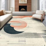 Ultra Soft Area Rug, Non Slip, Stain Resistant, Washable Area Rugs for Living Room, Bedroom, Minimalist Peach Bloom Geometric Abstract Contemporary Art Rug(Gray)