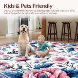 Ultra Soft Area Rug, Non Slip, Stain Resistant, Washable Area Rugs for Living Room, Bedroom, Serene Colorful Nature Design(Pink)