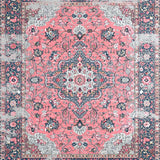 Ultra Soft Area Rug, Non Slip, Stain Resistant, Washable Area Rugs for Living Room, Bedroom, Soft Pastel Boho Patterned Delight(Pink)