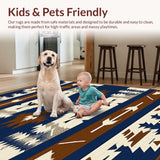 Ultra Soft Area Rug, Non Slip, Stain Resistant, Washable Area Rugs for Living Room, Bedroom, Elegant Geometric Tribal Aesthetics(Brown)