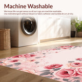 Ultra Soft Area Rug, Non Slip, Stain Resistant, Washable Area Rugs for Living Room, Bedroom, Serene Floral Embrace Aesthetic(Pink)