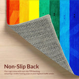 Ultra Soft Area Rug, Non Slip, Stain Resistant, Washable Area Rugs for Living Room, Bedroom, Sleek Modern Rainbow Accents(Blue)