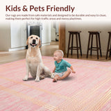 Ultra Soft Area Rug, Non Slip, Stain Resistant, Washable Area Rugs for Living Room, Bedroom, Vibrant Pastel Diamond Pattern(Pink)