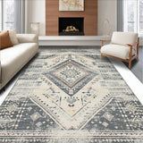 Ultra Soft Area Rug, Non Slip, Stain Resistant, Washable Area Rugs for Living Room, Bedroom, Contemporary Distressed Textured Design(Gray)