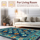 Ultra Soft Area Rug, Non Slip, Stain Resistant, Washable Area Rugs for Living Room, Bedroom, Colorful Abstract Southwest Style(Blue)