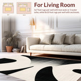 Ultra Soft Area Rug, Non Slip, Stain Resistant, Washable Area Rugs for Living Room, Bedroom, Elegant Black & White Striped Area Rug:  Modern Doormat Design(Black)