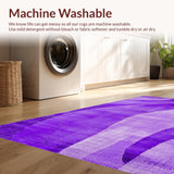 Ultra Soft Area Rug, Non Slip, Stain Resistant, Washable Area Rugs for Living Room, Bedroom, Chic Artistic Abstract Waves(Purple)