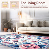 Ultra Soft Area Rug, Non Slip, Stain Resistant, Washable Area Rugs for Living Room, Bedroom, Serene Colorful Nature Design(Pink)