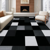 Ultra Soft Area Rug, Non Slip, Stain Resistant, Washable Area Rugs for Living Room, Bedroom, Rustic Monochrome Checkered Aesthetic(Gray)