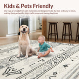 Ultra Soft Area Rug, Non Slip, Stain Resistant, Washable Area Rugs for Living Room, Bedroom, Sophisticated Minimalist Pattern Play(Beige)