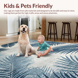 Ultra Soft Area Rug, Non Slip, Stain Resistant, Washable Area Rugs for Living Room, Bedroom, Rustic Blue Toned Botanical Charm(Blue)