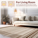 Ultra Soft Area Rug, Non Slip, Stain Resistant, Washable Area Rugs for Living Room, Bedroom, Rustic Earthy Tones Weave(Brown)