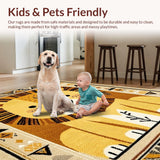 Ultra Soft Area Rug, Non Slip, Stain Resistant, Washable Area Rugs for Living Room, Bedroom, Playful Animal Print Decor(Gold)