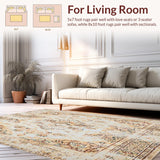 Ultra Soft Area Rug, Non Slip, Stain Resistant, Washable Area Rugs for Living Room, Bedroom, Distressed Medallion Area Beige & Brown Retro Floor(Beige)