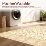Ultra Soft Area Rug, Non Slip, Stain Resistant, Washable Area Rugs for Living Room, Bedroom, Vintage Inspired Floral Tan and Cream Boho Accents(Beige)