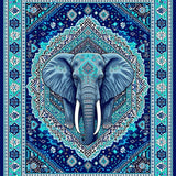 Ethnic Symbolic Patterned Floor Covering(Blue)