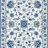 Modern Blue and Grey Floral Area Rug(White)