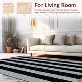 Ultra Soft Area Rug, Non Slip, Stain Resistant, Washable Area Rugs for Living Room, Bedroom, Farmhouse Primitive Jute Kitchen Floor Mat(Black)