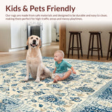 Beige Blue Area Vintage Farmhouse(Beige)