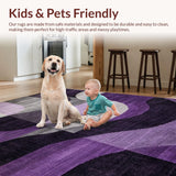 Ultra Soft Area Rug, Non Slip, Stain Resistant, Washable Area Rugs for Living Room, Bedroom, Bold Abstract Color Splash(Purple)