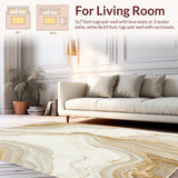 Modern Beige Marble Swirl Area Irregular Edge(Beige)